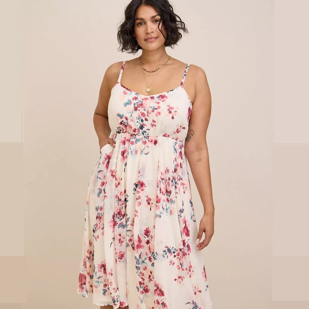 TORRID Midi Chiffon Pleated Dress